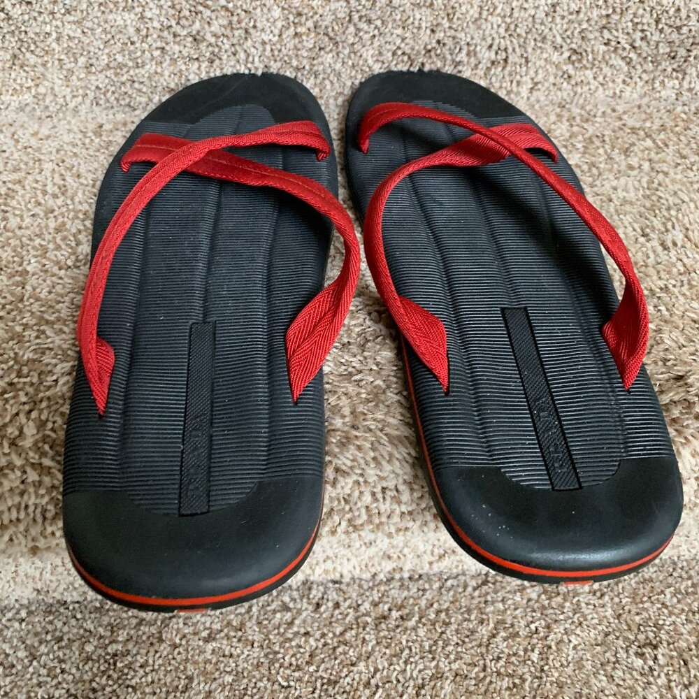Prada Sport Red Colorblock Pattern Crossover Straps Canvas Slides - Picture 4 of 13